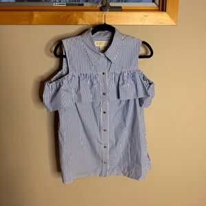 Michael Kors Blue Striped Button Down Shirt